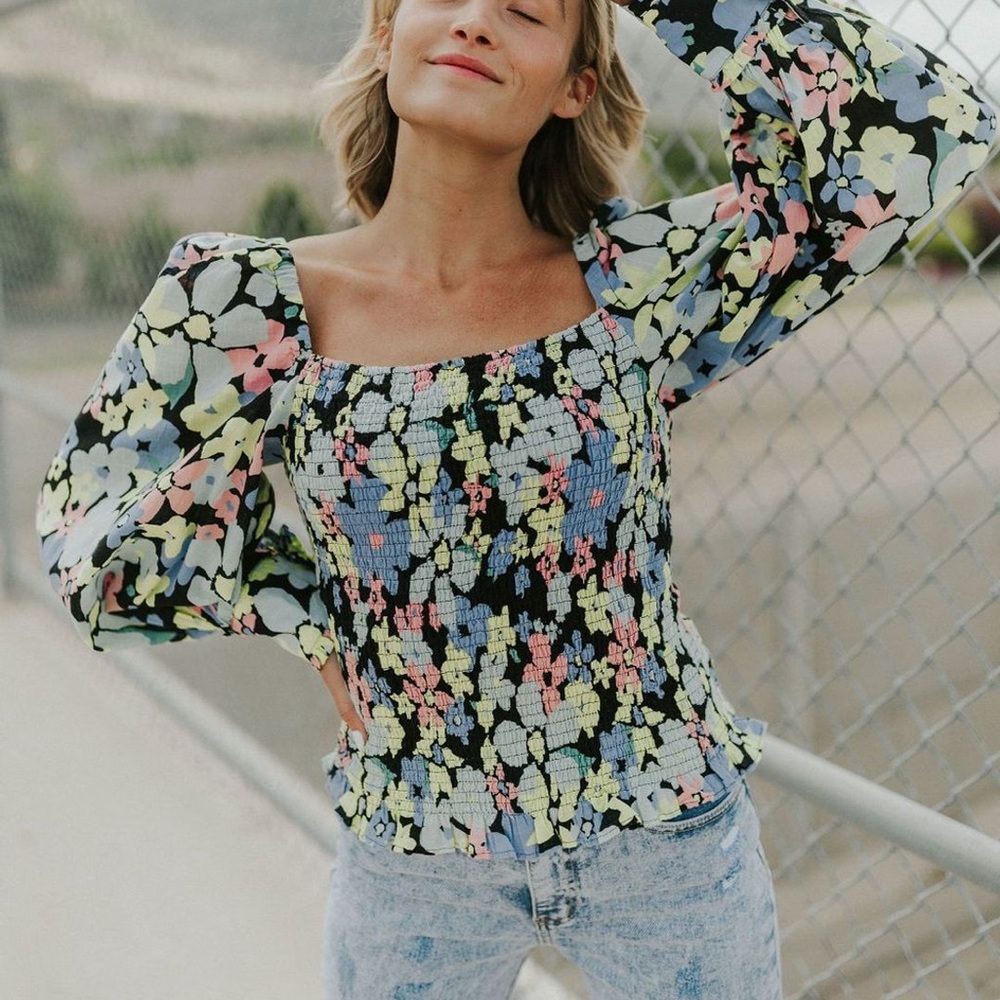 Free People Retro Floral Top
